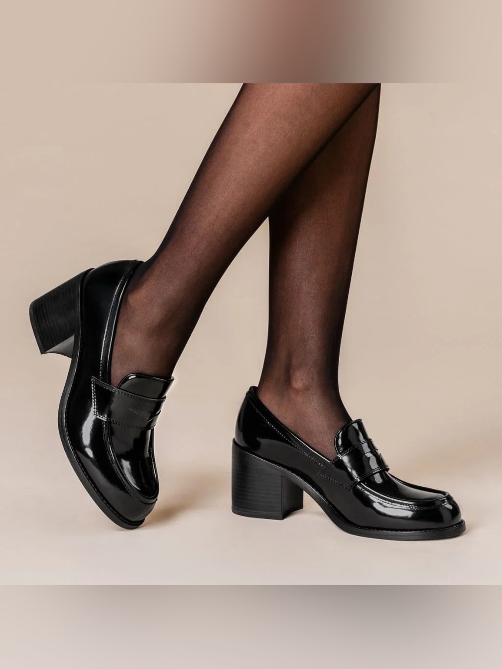Thursday Boot Company Black Patent Block Heel Loafers